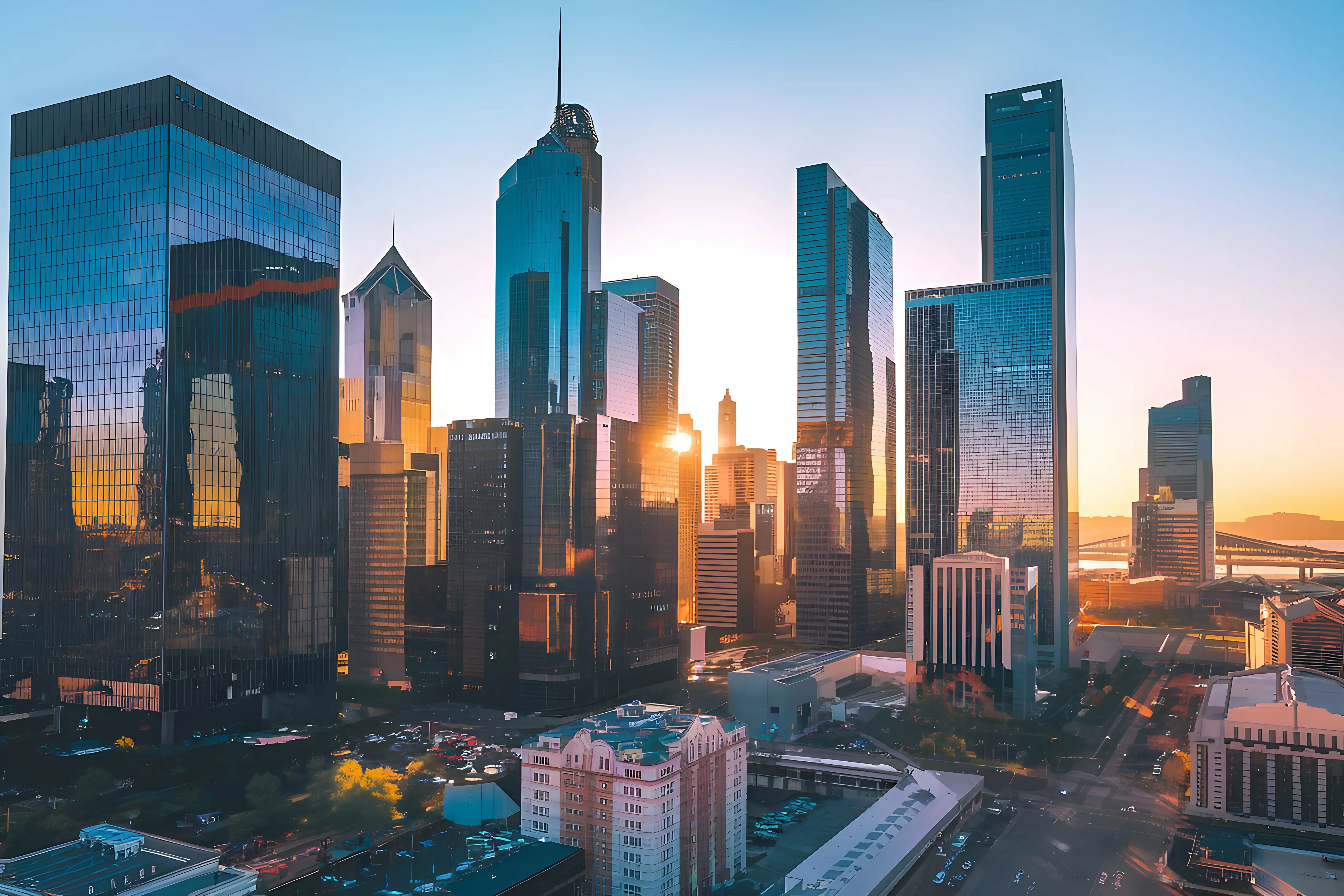 Large extravagant financial buildings in a big city for private lending