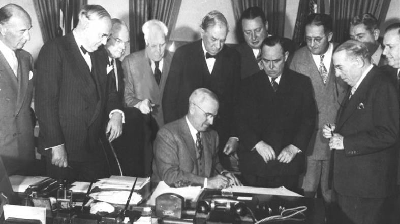 April 3, 1948, US President Harry Truman signed into law the Economic Cooperation Act, commonly known as the Marshall Plan