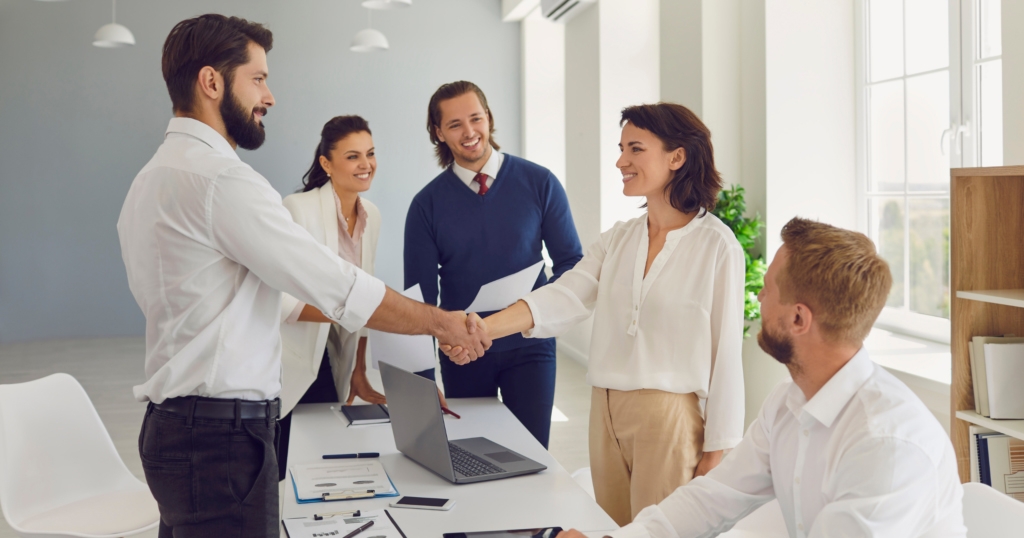 Financial Advisors offering personalized investment guidance to a satisfied client