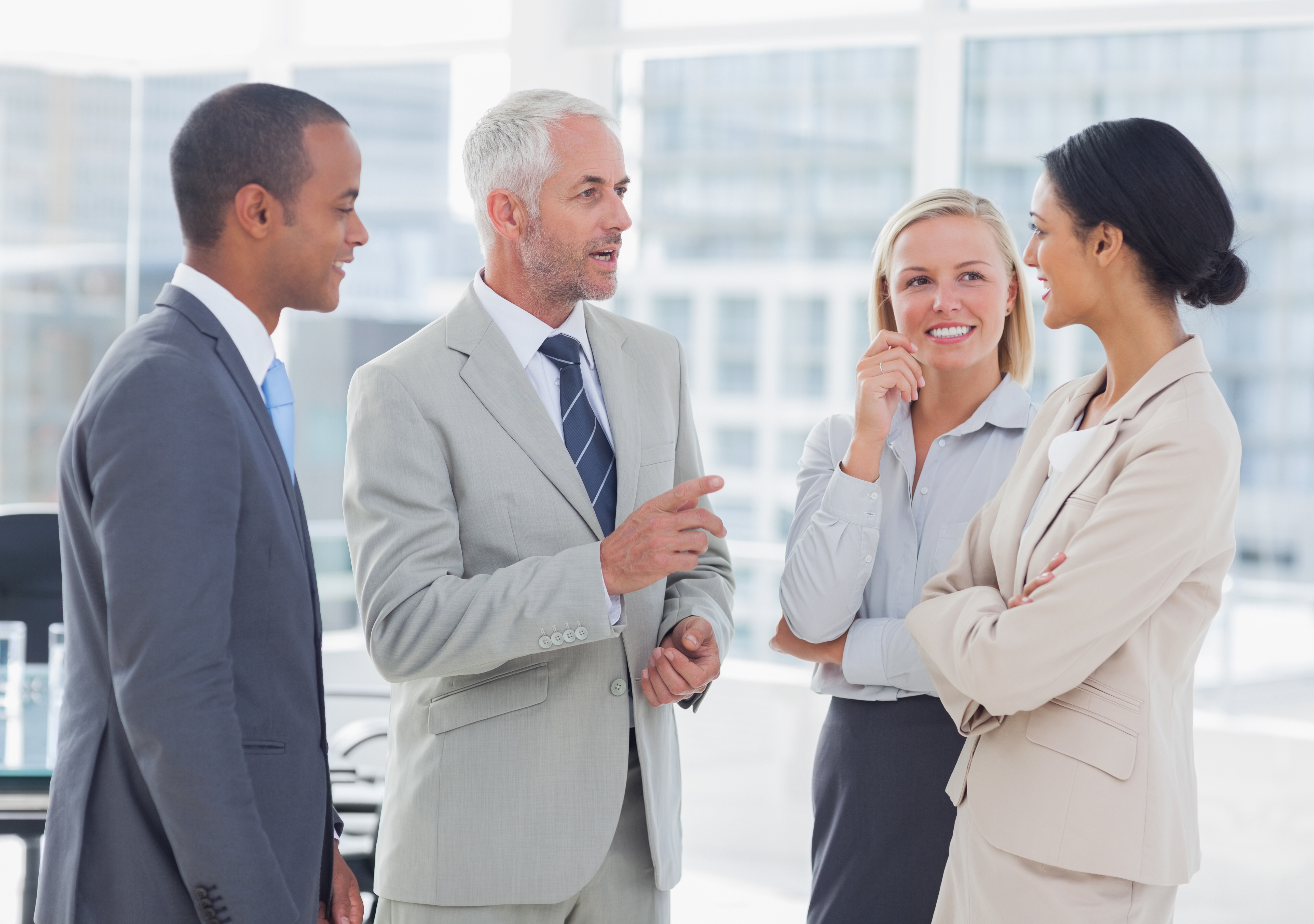 group of financial consultant having a discussion with client regarding commercial fianance